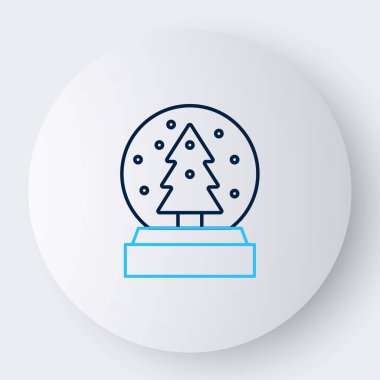 Kar yağan çizgi Noel küresi ve beyaz arka planda izole edilmiş Noel ağacı ikonu. Mutlu Noeller ve mutlu yıllar. Renkli taslak konsepti. Vektör