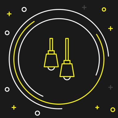 Satır Kütüphanesi kitaplığı simgesi siyah arkaplanda izole edildi. Renkli taslak konsepti. Vektör