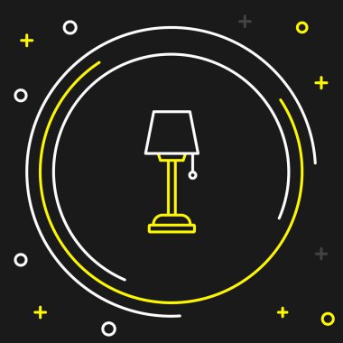 Satır lambası simgesi siyah arkaplanda izole edildi. Renkli taslak konsepti. Vektör