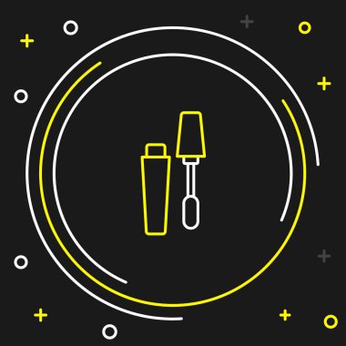 Çizgi Mascara fırça simgesi siyah arkaplanda izole edildi. Renkli taslak konsepti. Vektör