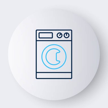 Çizgi yıkama simgesi beyaz arkaplanda izole edildi. Çamaşır makinesi simgesi. Çamaşır makinesi, çamaşır makinesi. Ev aletleri sembolü. Renkli taslak konsepti. Vektör