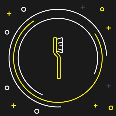 Diş fırçası simgesi siyah arkaplanda izole edildi. Renkli taslak konsepti. Vektör