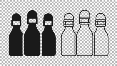 Siyah Bowling pin simgesi şeffaf arkaplanda izole edildi. Vektör