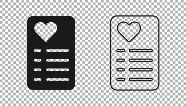 Şeffaf arkaplanda siyah alışveriş listesi simgesi izole edildi. Vektör