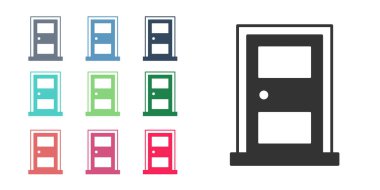 Siyah kapalı kapı simgesi beyaz arkaplanda izole edildi. Simgeleri renklendirin. Vektör