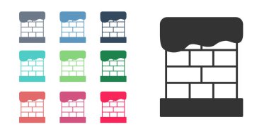 Beyaz arka planda izole edilmiş siyah Noel baca simgesi. Mutlu Noeller ve mutlu yıllar. Simgeleri renklendirin. Vektör
