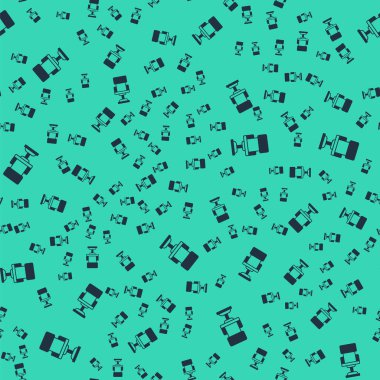 Siyah ofis sandalye ikonu yeşil arka planda izole edilmiş pürüzsüz desen. Vektör