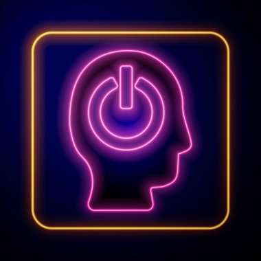 Parlayan neon güç simgesi siyah arkaplanda izole edildi. Başlat işareti. Vektör