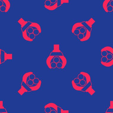 Kırmızı Grapple vinç mavi arkaplanda izole edilmiş bir günlük simgesi yakaladı. Orman endüstrisi. Kereste gövdesi ahşap üretimi için endüstriyel vinç. Vektör