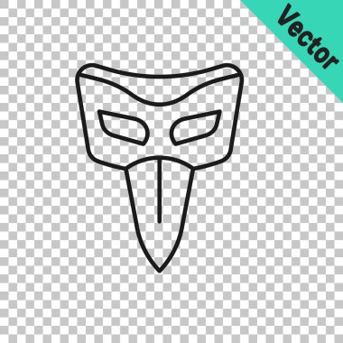 Siyah çizgi karnaval maskesi simgesi şeffaf arkaplanda izole edildi. Maskeli balo maskesi. Vektör