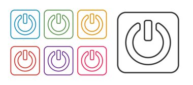 Satır Güç simgesini beyaz arkaplanda izole et. Başlat işareti. Simgeleri renklendirin. Vektör