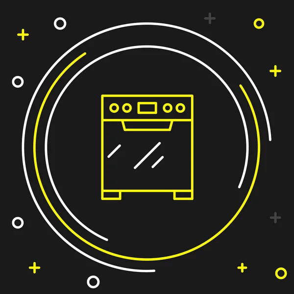 Line Oven Icoon Geïsoleerd Zwarte Achtergrond Een Gasovenbord Kleurrijk Concept — Stockvector