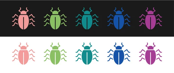 Set Colorado Beetle Symbol Isoliert Auf Schwarzem Und Weißem Hintergrund — Stockvektor