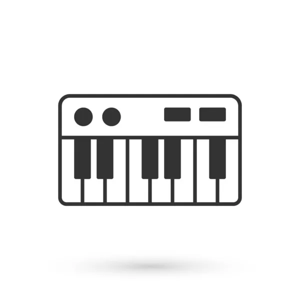 Grå Musik Synthesizer Ikon Isolerad Vit Bakgrund Elektroniskt Piano Vektor — Stock vektor