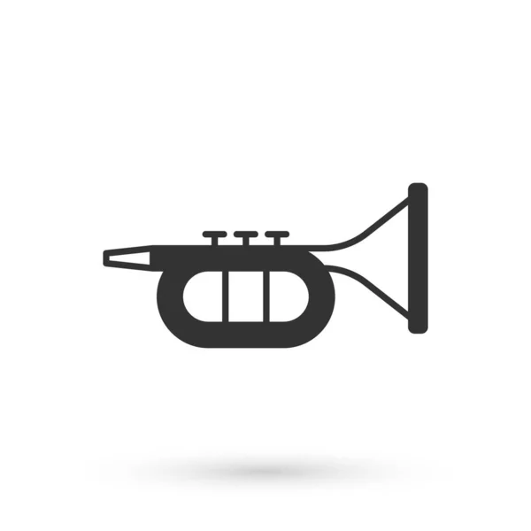 Icono Trompeta Gris Aislado Sobre Fondo Blanco Instrumento Musical Vector — Vector de stock