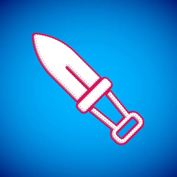 White Dagger Icon Isolated Blue Background Knife Icon Sword Sharp — Stock Vector