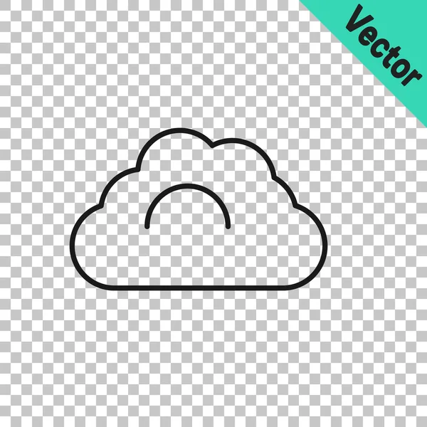 Black Line Cloudy Weather Icon Isolated Transparent Background Vector — Stock Vector