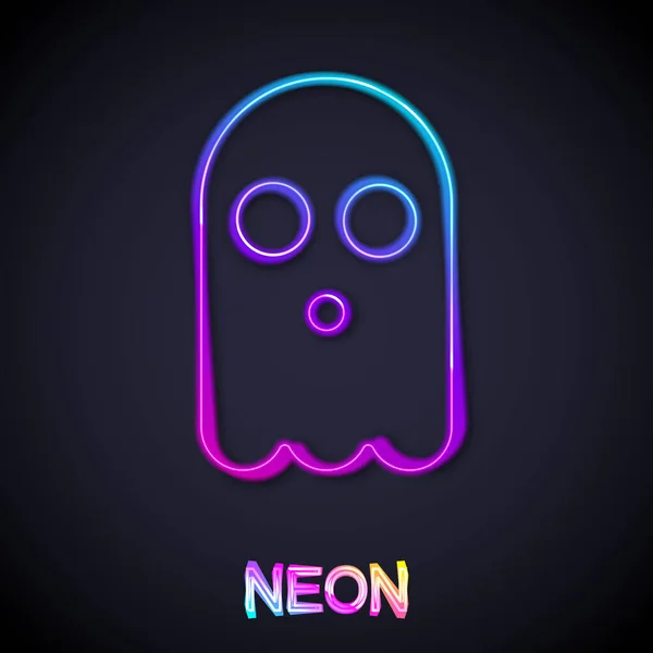 Glowing Neon Line Ghost Icon Isolated Black Background Happy Halloween — Stock Vector
