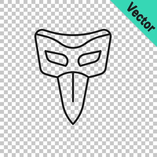 Icono Máscara Carnaval Línea Negra Aislado Sobre Fondo Transparente Máscara — Vector de stock