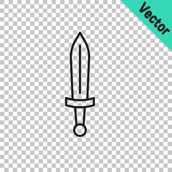 Schwarze Linie Mittelalterliches Schwert Symbol Isoliert Auf Transparentem Hintergrund Mittelalterliche — Stockvektor
