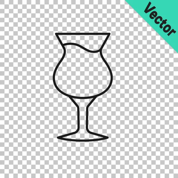 Black Line Glass Beer Icon Isolated Transparent Background Vector — Stock Vector