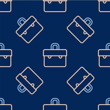 Satır Evrak Çantası simgesi mavi arkaplanda izole edilmiş kusursuz desen. İş ilanı. İş portföyü. Vektör