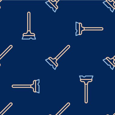 Çizgi Temizleme simgesi mavi arkaplanda izole edilmiş kusursuz desen. Temizlik hizmeti konsepti. Vektör