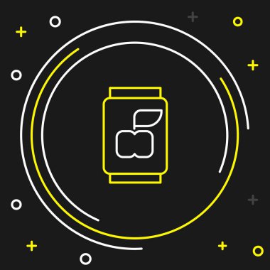 Soda kutusu simgesi siyah arkaplanda izole edildi. Renkli taslak konsepti. Vektör