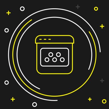 Line Taxi mobil uygulama simgesi siyah arkaplanda izole edildi. Mobil uygulama taksisi. Renkli taslak konsepti. Vektör