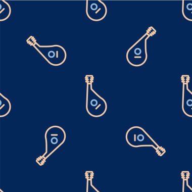 Sıra Ukrayna geleneksel müzik enstrümanı bandura simgesi mavi arka planda izole edilmiş pürüzsüz desen. Vektör