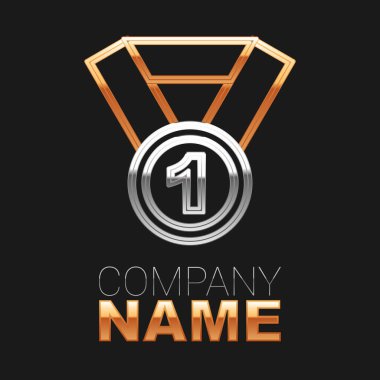 Çizgi Madalyası simgesi siyah arkaplanda izole edildi. Kazanan sembol. Renkli taslak konsepti. Vektör