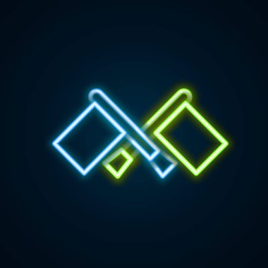 Parlayan neon çizgisi simgesi siyah arkaplanda izole edildi. Yer belirleyici sembol. Renkli taslak konsepti. Vektör