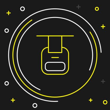 Çizgi kablo araba simgesi siyah arkaplanda izole edildi. Füniküler işaret. Renkli taslak konsepti. Vektör