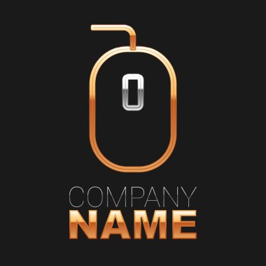 Satır Bilgisayarı fare oyun simgesi siyah arkaplanda izole edildi. Tekerlek sembollü optik. Renkli taslak konsepti. Vektör