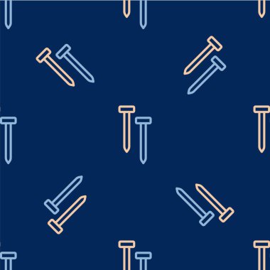 Metalik çizgi tırnak simgesi mavi arkaplanda izole edilmiş kusursuz desen. Vektör