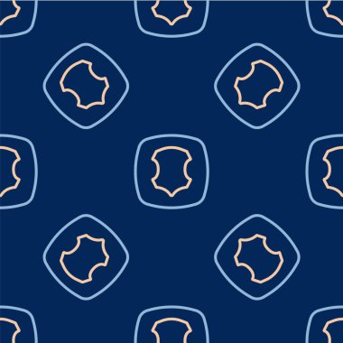 Deri çizgi simgesi mavi arkaplanda izole edilmiş kusursuz desen. Vektör