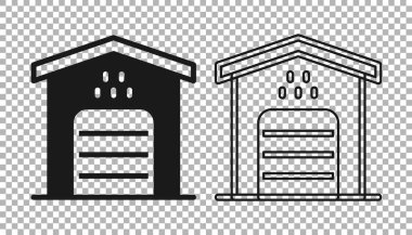 Şeffaf arkaplanda izole edilmiş taksi arabası simgesi için siyah garaj. Vektör