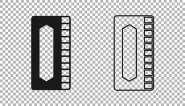 Siyah Mızıka simgesi şeffaf arkaplanda izole edildi. Müzik aleti. Vektör