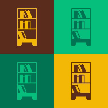 Pop Sanat Kütüphanesi kitaplığı simgesi renk arkaplanında izole edildi. Vektör