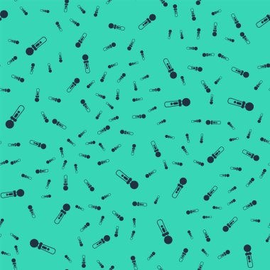 Siyah VR oyun simgesi yeşil arkaplanda izole edilmiş kusursuz desen. Sanal gerçeklik deneyimi, mevcudiyet hissi, konum takip teknolojisi cihazı. Vektör