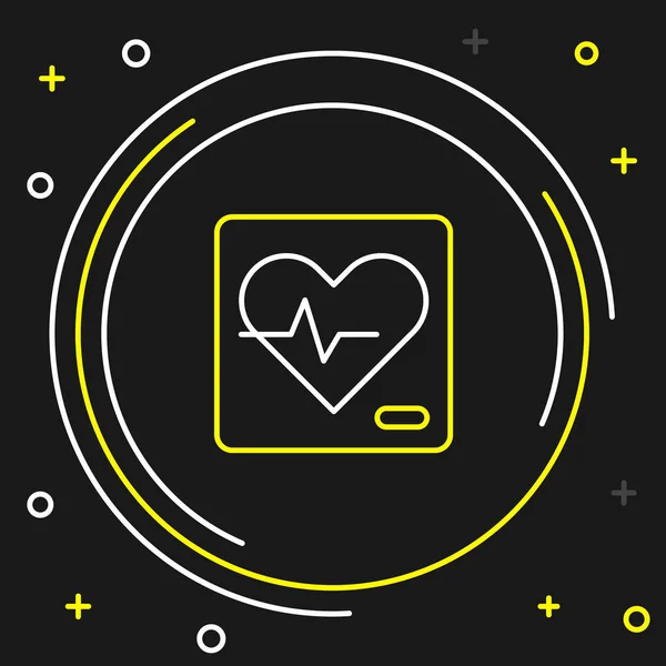 Line Heart Rate Icon Isolated Black Background Heartbeat Sign Heart — Stock Vector