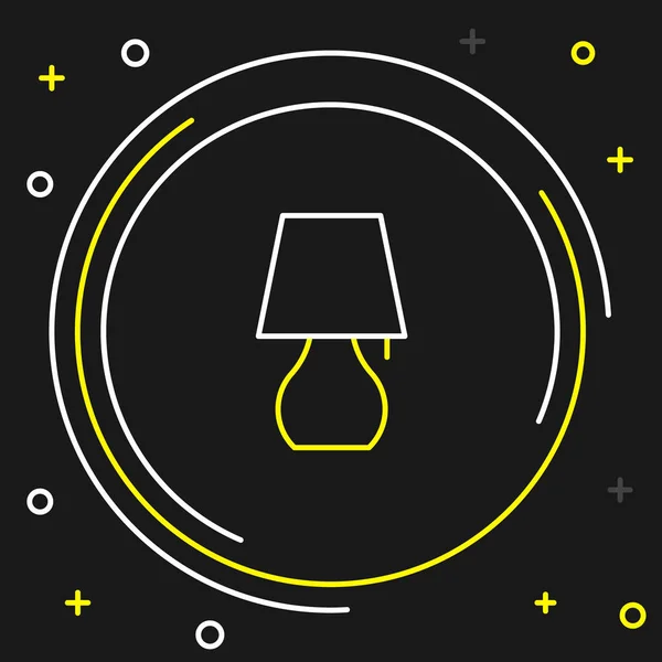 Linie Tischlampe Symbol Isoliert Auf Schwarzem Hintergrund Nachtlicht Buntes Rahmenkonzept — Stockvektor