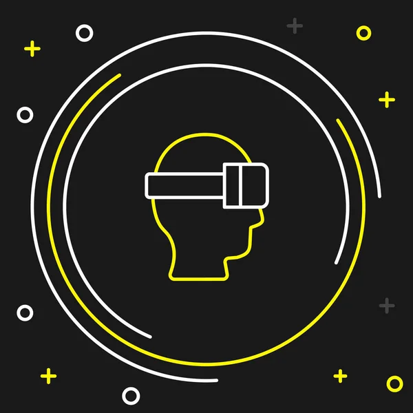Ligne Icône Lunettes Réalité Virtuelle Isolée Sur Fond Noir Masque — Image vectorielle