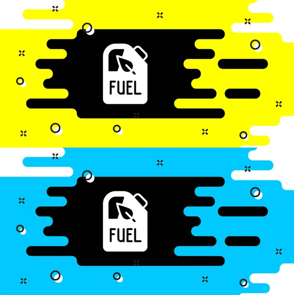 Witte Bio Brandstofbus Pictogram Geïsoleerd Zwarte Achtergrond Eco Bio Vat — Stockvector