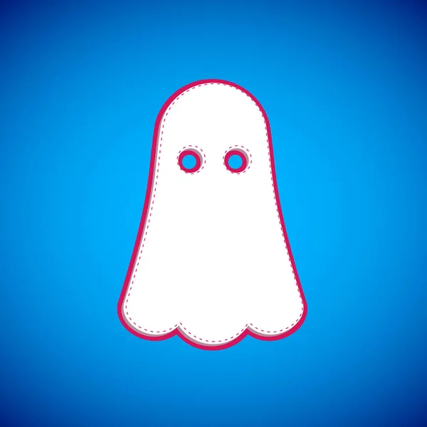 Icône Fantôme Blanc Isolé Sur Fond Bleu Bonne Fête Halloween — Image vectorielle