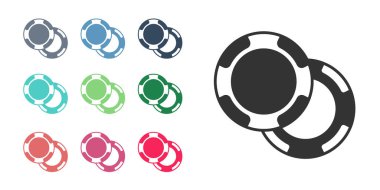 Siyah Kumarhane çipleri simgesi beyaz arkaplanda izole edilmiş. Kumarhane kumarı. Simgeleri renklendirin. Vektör