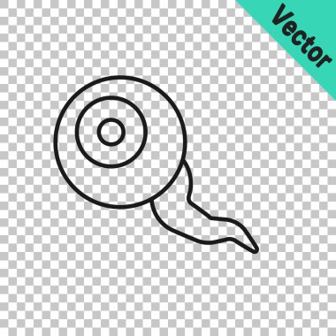 Siyah çizgi göz simgesi şeffaf arkaplanda izole edildi. Mutlu Cadılar Bayramı Partisi. Vektör