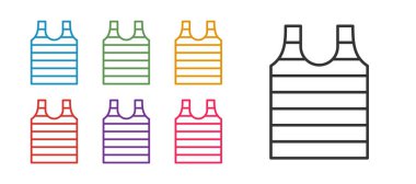 Çizgili denizci tişörtü simgesi beyaz arkaplanda izole edildi. Denizci objesi. Simgeleri renklendirin. Vektör