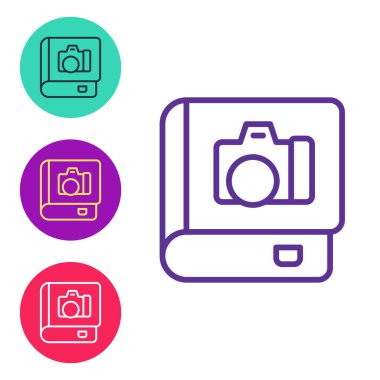 Resim albüm resim galerisi simgesini beyaz arkaplanda izole et. Simgeleri renklendirin. Vektör