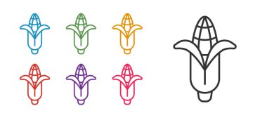 Mısır simgesini beyaz arkaplanda izole et. Simgeleri renklendirin. Vektör